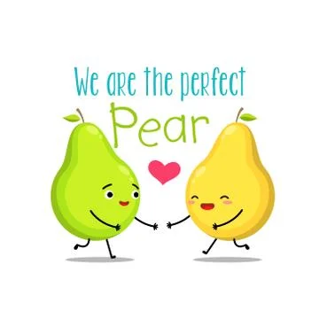 A yellow and green pear. Vector illustration Stock Illustration