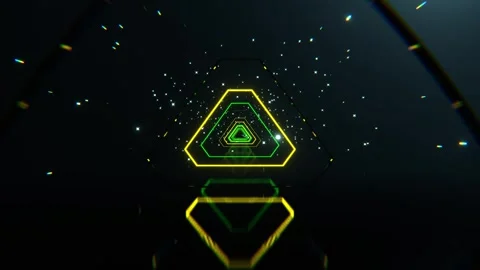 Yellow and Green Sci-Fi Neon Strobe Tunnel Background VJ Loop l 4K Stock Footage 296537687