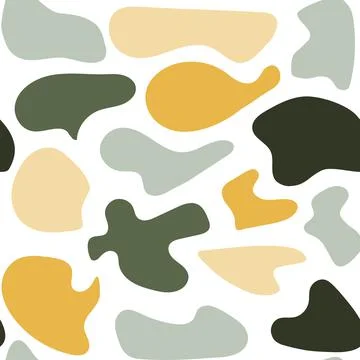 Yellow and green seamless pattern. Hand drawn various shapes and doodle objects Stock Illustration