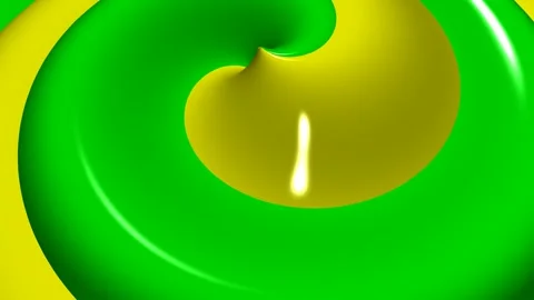 Yellow and Green Spiral Waves, Background, Paints, Unique Design, Exclusive Stock Footage 303660964
