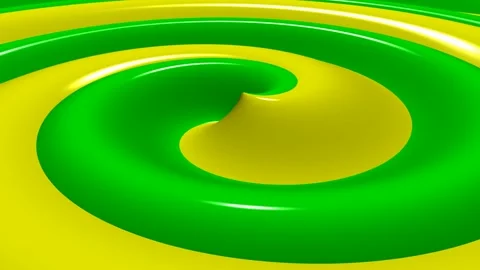 Yellow and Green Spiral Waves, Background, Paints, Exclusive, Unique Design Stock Footage 303660968