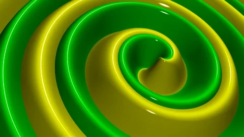 Yellow and Green Spiral Waves, Background, Exclusive, Unique Design, Paints Stock Footage 303660982