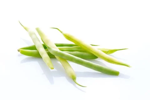 Yellow and green string bean isolated on white. Stock Photos
