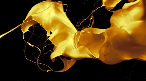 Yellow and grey paint splash in the air, Slow Motion Stock Footage 31819717