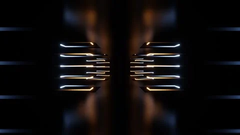 Yellow and Lighting Blue Neon Moving to Top in Corridor Background VJ Loop Stock Footage 319936632