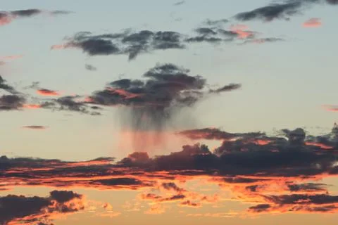 Yellow and orange clouds evening sunset or morning dawn Stock Photos