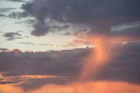 Yellow and orange clouds evening sunset or morning dawn Stock Photos