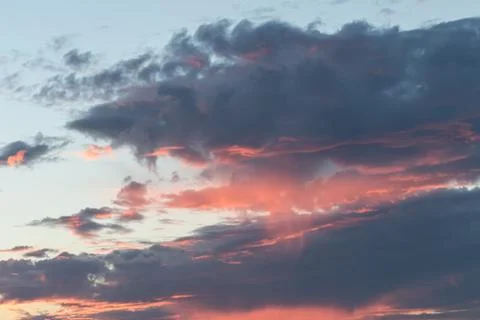Yellow and orange clouds evening sunset or morning dawn Stock Photos