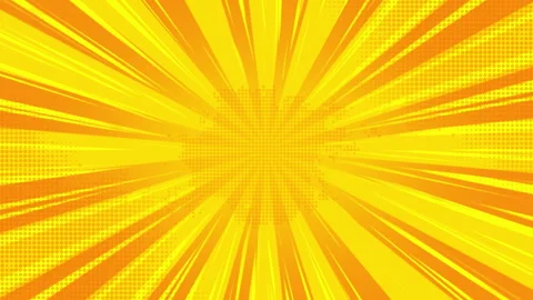 Yellow and orange comic book speed lines and halftone pattern background Stock Footage 307606131