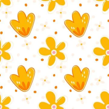 Yellow and Orange Floral Pattern with Small Daisies for Clothing, Baby Prod.. Stock Illustration