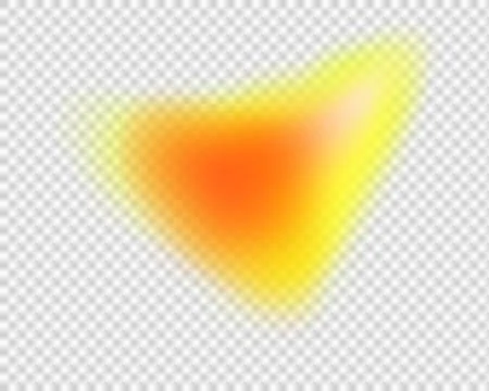 Yellow and orange gradient triangle shape with blurred edges on white backg.. Illustrazione stock
