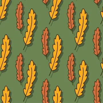 Yellow and orange leaves pattern. Vector background design. Autumn seamless p Stock Illustration