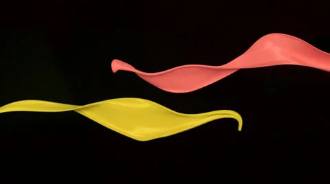 Yellow and orange paint splash in the air, Slow Motion Stock Footage 25891218