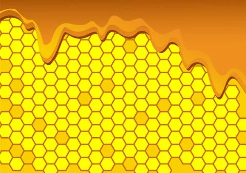 Yellow and orange pattern with honeycomb and honey drips. Stock Illustration