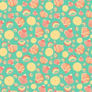 Yellow and Orange Seashell repeat vector pattern イラスト素材