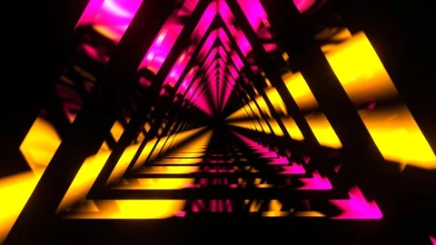 Yellow and Pink Moving Triangle Neon Source Background VJ Loop in 4K Stock Footage 312797552