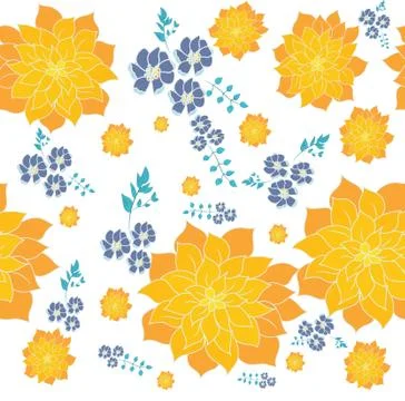 Yellow and purple flowers seamless pattern Stock Illustration