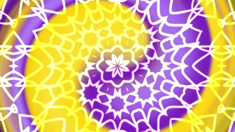 Yellow and purple gradient background motion mandala pattern Vidéo 334182498