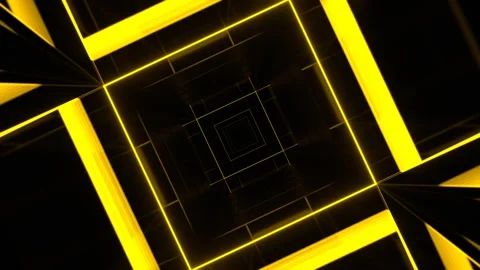 Yellow and Purple Square Rotating Tunnel with Star Strobe Light Background V Stock Footage 307399738