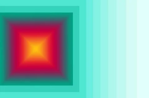 Yellow and Red 3D Square with Gradient Green Frame for Abstract Background Stock Illustration