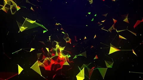 Yellow and Red Abstract Digital Connection: Moving Dots and Lines | 3D Stock Footage 260886936