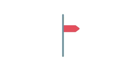 A yellow and red arrow split in two directions, indicating opposing paths o.. Stock Footage 332905151
