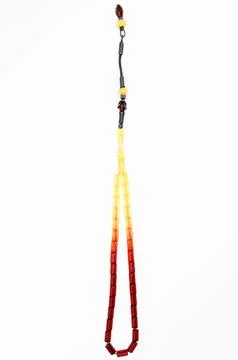 Yellow and red beads sequenced, short rosary, tespih tesbih Stock Photos