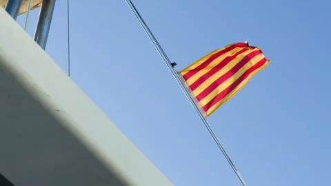 Yellow and red Catalan flag waving in the wind Stock Footage 300216598