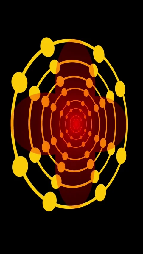 Yellow and red concentric circles with dots forming effect. Colorful light .. Stock Footage 345718969