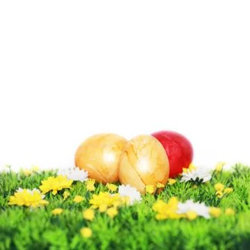 Yellow and red easter eggs Stock Illustration