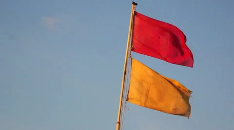 Yellow and red flag Video stock 25365110