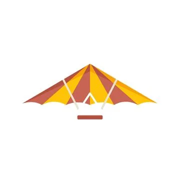 Yellow and red hang gliding with wooden frame flying in the air Stock Illustration