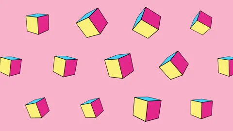 Yellow and red memphis cubes pattern Stock Footage 167438400