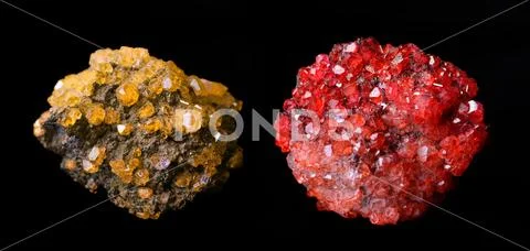 Yellow And Red Mineral Crystals Mimetite