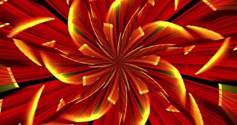 Yellow and red rays of light form a fiery flower Stock Footage 221487900