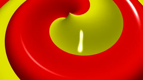 Yellow and Red Spiral Waves, Background, Paints, Unique Design, Exclusive Stock Footage 303660994