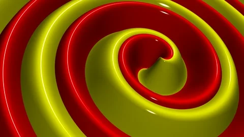Yellow and Red Spiral Waves, Background, Exclusive, Unique Design, Paints Stock Footage 303660997