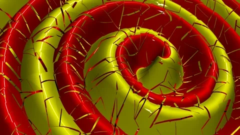 Yellow and Red Spiral Waves, Background, Exclusive, Paints, Unique Design Stock Footage 303661025