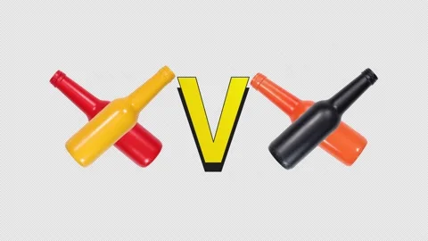 Yellow and Red Team Vs Black and Orange Team Flippable Stop Motion Animation Video stock 160160089