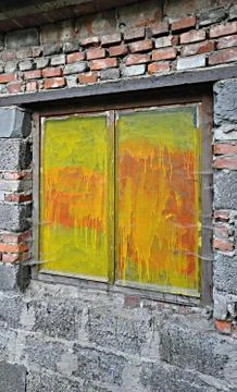 Yellow and red window Stock Photos