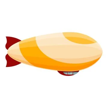 Yellow and red zeppelin dirigible flying in the sky Stock Illustration
