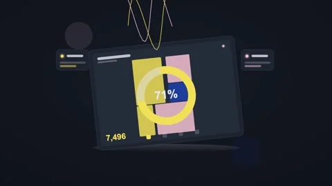 Yellow and white analytics dashboard flat design loop Video stock 342628750