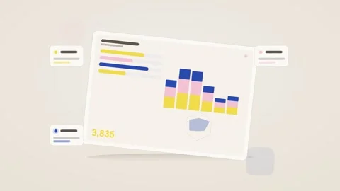 Yellow and white analytics dashboard flat design loop Видео 342628920
