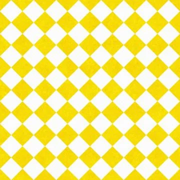 Yellow and white diagonal checkers on textured fabric background Illustrazione stock