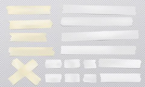 Yellow and white different size adhesive, sticky, tape, paper pieces are on Stock Illustration