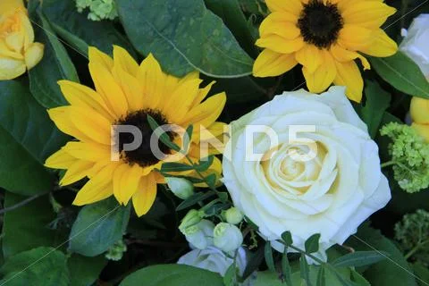 Yellow and white floral arrangement Stock Photos