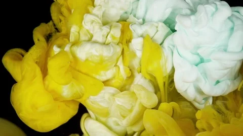 Yellow and White Paints Creating Artistic Magic on a Mango and Milk Color. black Stock Footage 244307229