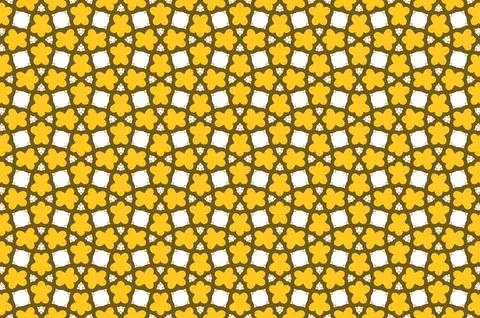 A yellow and white patterned background with a yellow flower in the center Stock Illustration