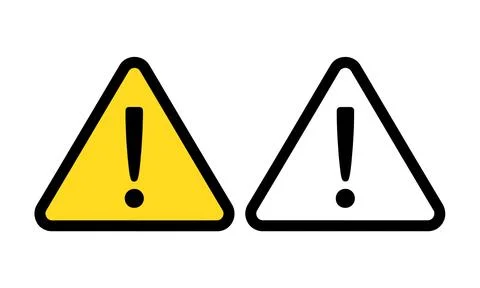 Yellow and white triangular warning signs with exclamation mark icons Stock Illustration