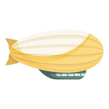 Yellow and white zeppelin dirigible flying in the air Stock Illustration